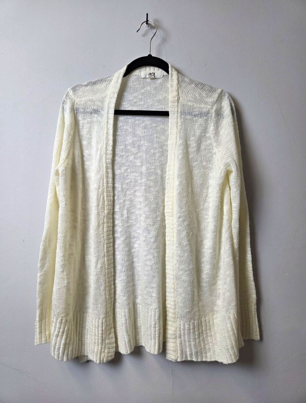Jack by BB Dakota Womens Ivory Solid Knit V-Neck Open Front Cardigan Sweater S
